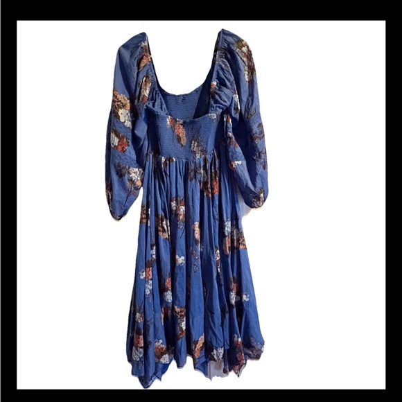 Free People Bohemian Witchy Fairy Morning Glory Maxi Dress Dutch Blue Medium - Picture 9 of 10